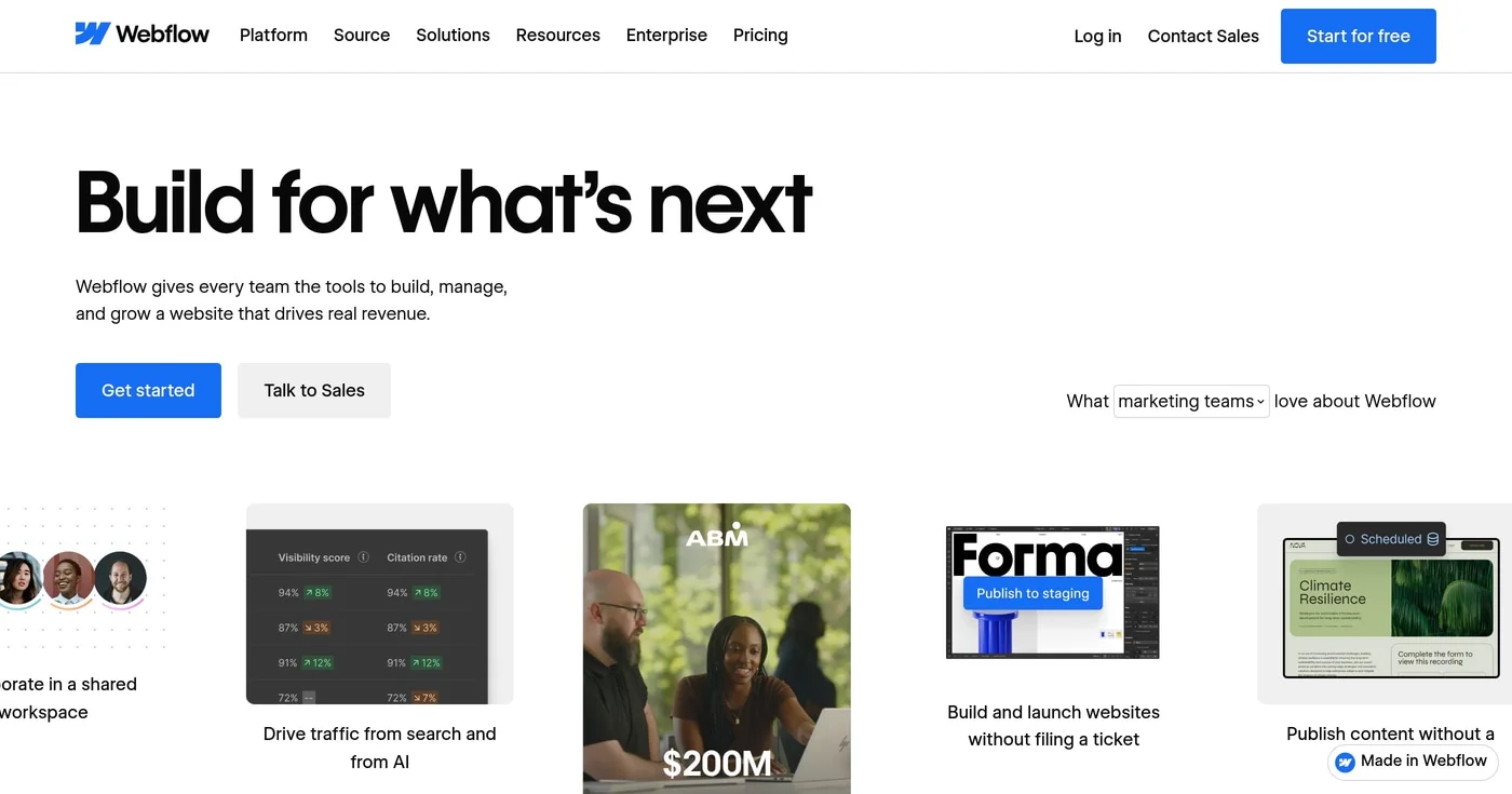 Webflow homepage